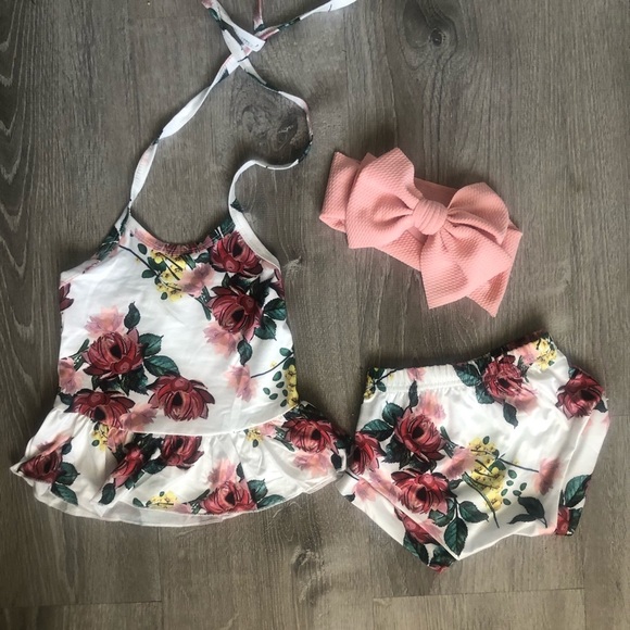 Handmade 2 piece floral toddler set - Picture 3 of 7